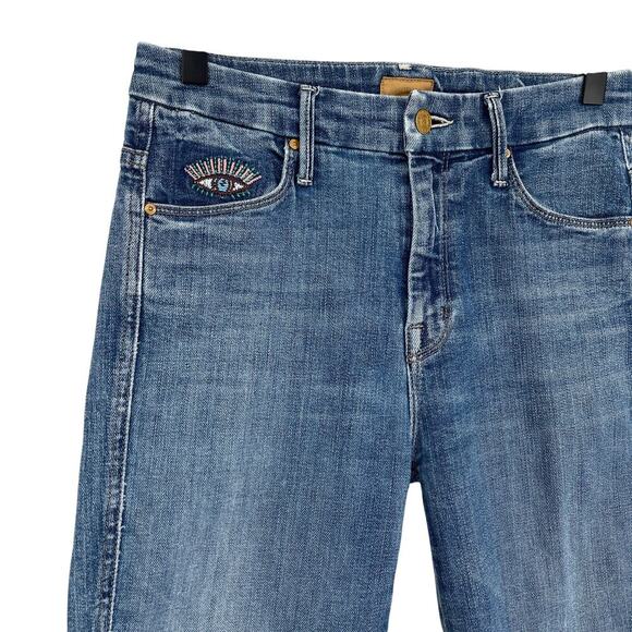 Mother High Waist Double Looker Ankle Fray Fruit Carts Evil Eye Size 25 - Picture 7 of 15